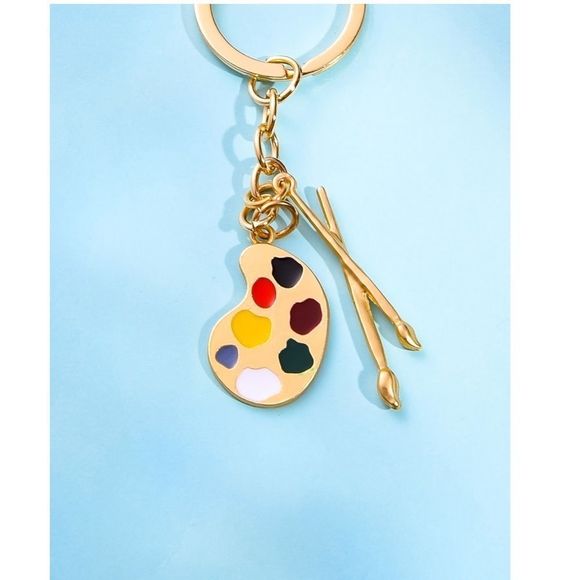 Paintbrush Palette 🎨🖌 Keychain Bag 🎒👜 Charm ~ Artist Painter Teacher 👨‍🎨 - Picture 3 of 3